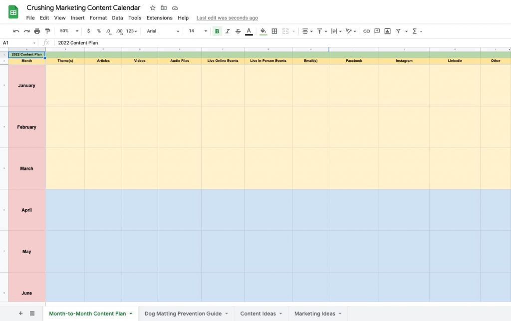 crushing marketing content calendar